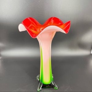 VINTAGE MURANO CALLA LILY JACK IN THE PULPIT VASE